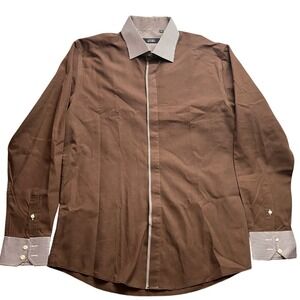 Francesco Smalto Shirt Mens 2XL Contrast Cuff Preppy Academia Office Career